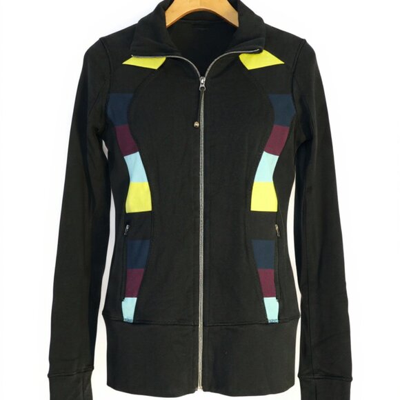 Lululemon Black Nice Asana Colour Blocked Scuba Jacket Size 4 - Picture 5 of 16